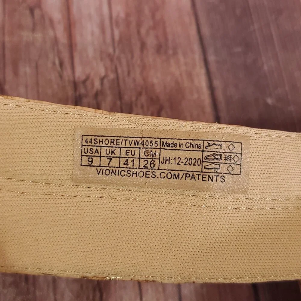 Vionic Shore Womens Size 9 Two Adjustable Straps Cork Sandals Slides Tan Comfort - Picture 14 of 14